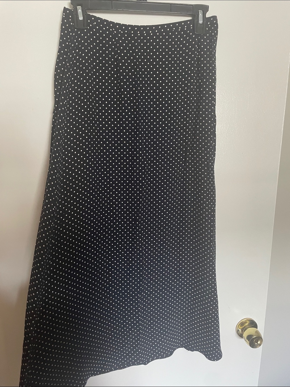 J. Crew Black Maxi Skirt with White Polka Dots